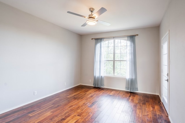 209 Bayberry Pkwy, Midland, TX 79705 - empty room featuring hardwood / wood-style floors, a ceiling fan, and baseboards