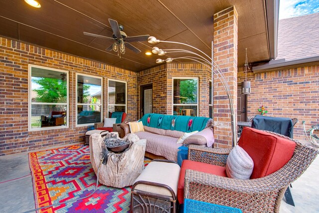 1102 Castle Rock Ct, Midland, TX 79705 - view of patio / terrace with ceiling fan and an outdoor living space