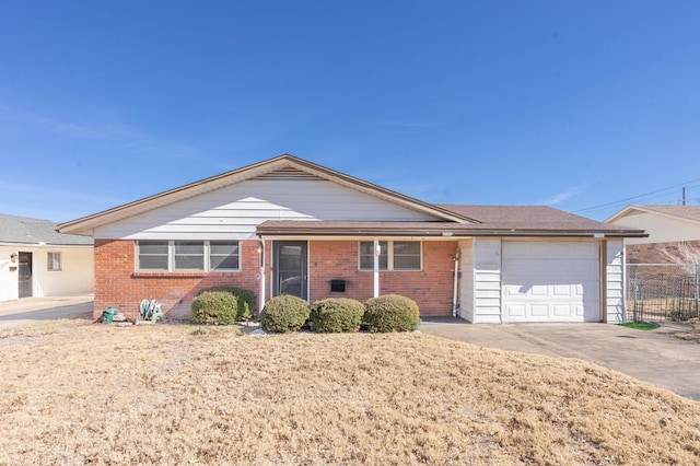 single story home with a garage