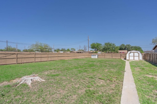 view of yard featuring a shed