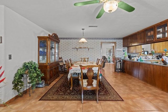 view of tiled dining area