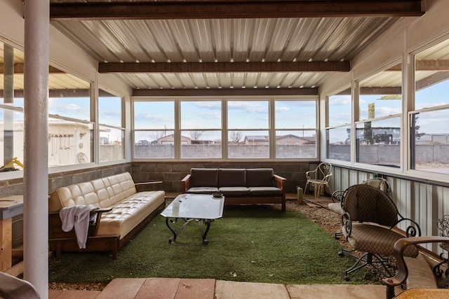 sunroom / solarium with beam ceiling