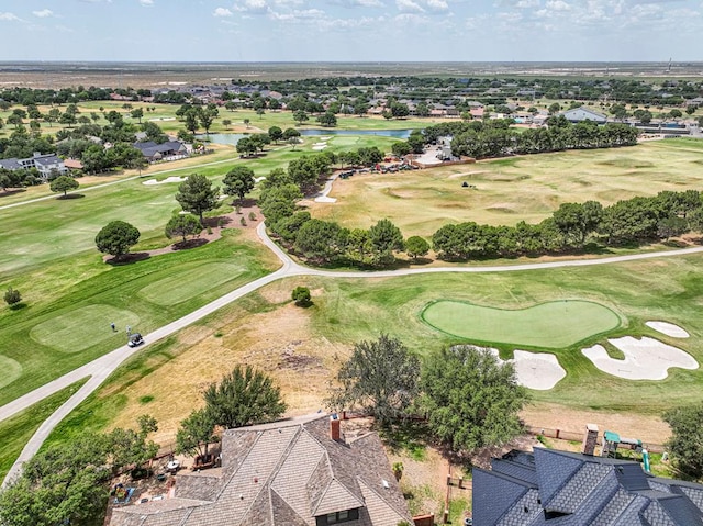 drone / aerial view with golf course view