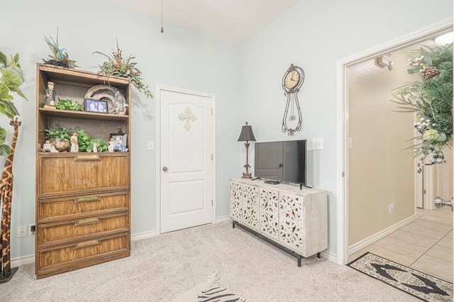 living area with carpet floors