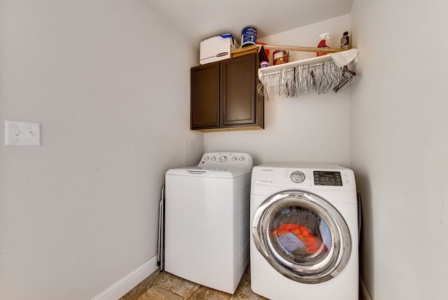 418 Orourke, Midland, TX 79706 - laundry room featuring cabinet space, separate washer and dryer, and baseboards