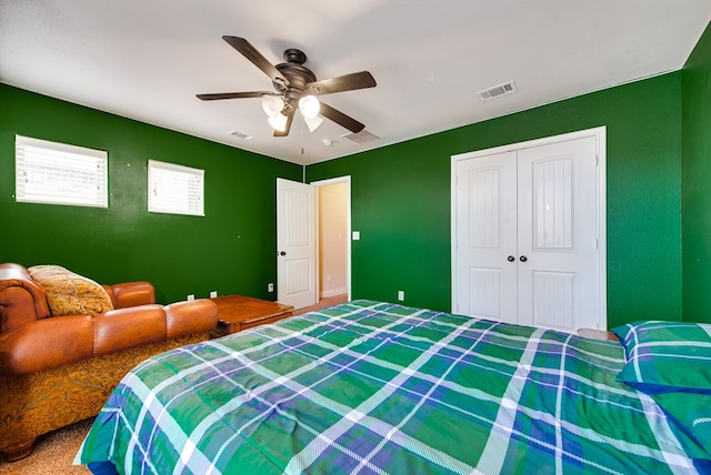 418 Orourke, Midland, TX 79706 - bedroom with a closet and a ceiling fan