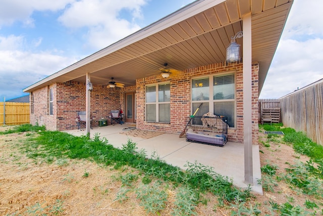 418 Orourke, Midland, TX 79706 - fenced backyard with a ceiling fan and a patio