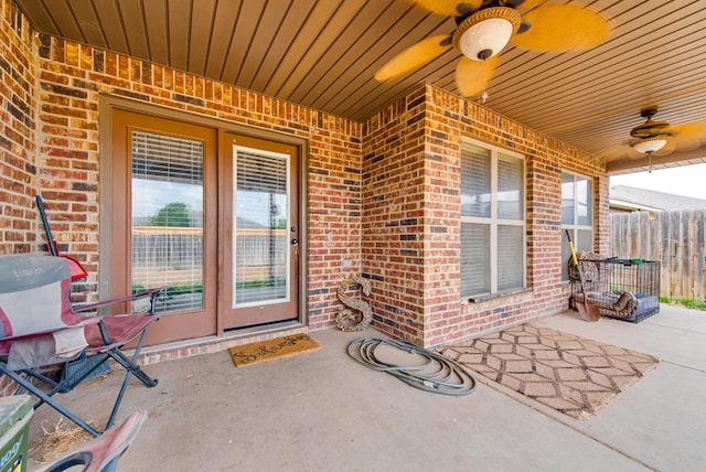 418 Orourke, Midland, TX 79706 - view of patio / terrace with ceiling fan and french doors