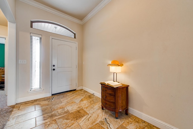 418 Orourke, Midland, TX 79706 - entryway featuring ornamental molding, baseboards, and stone tile floors