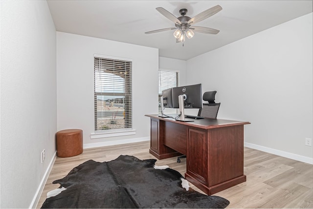 2013 Swenson St, Midland, TX 79705 - office space with light wood-style flooring, ceiling fan, and baseboards