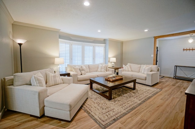 3000 Sentinel Ave, Midland, TX 79701 - living room with ornamental molding, light wood-style floors, and recessed lighting