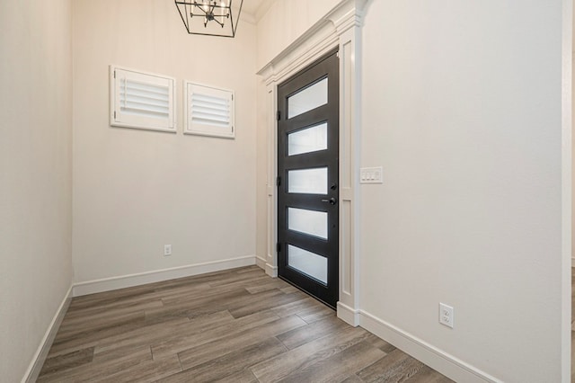 entrance foyer featuring wood-type flooring