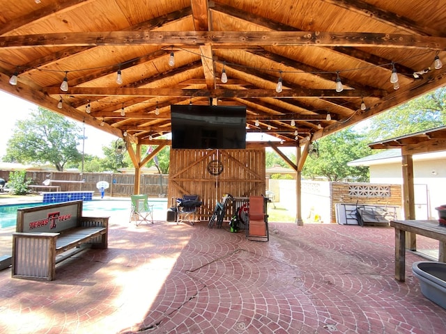 view of patio / terrace featuring a fenced in pool