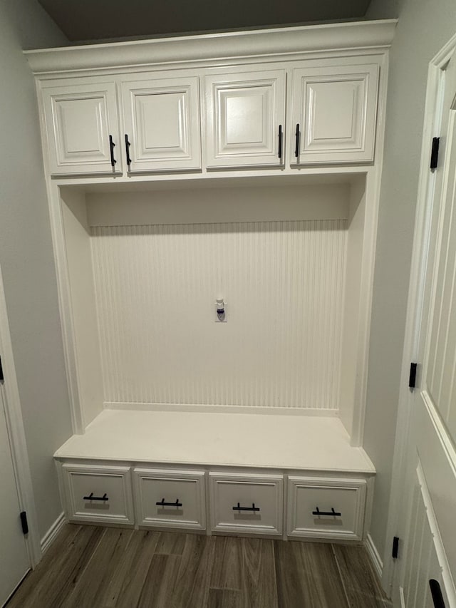 mudroom featuring dark hardwood / wood-style flooring