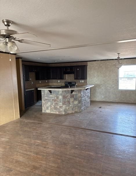 kitchen with ceiling fan