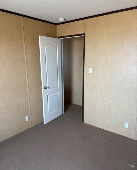 unfurnished bedroom with carpet floors, a closet, and a textured ceiling