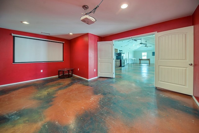 cinema room with concrete flooring