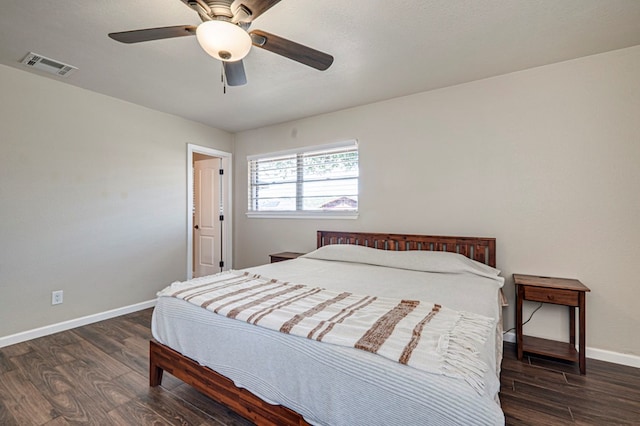 2006 Ward St, Midland, TX 79705 - bedroom featuring visible vents, a ceiling fan, baseboards, and wood finished floors