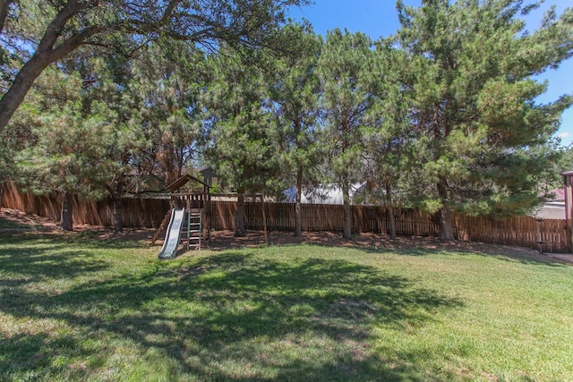 view of yard featuring a playground