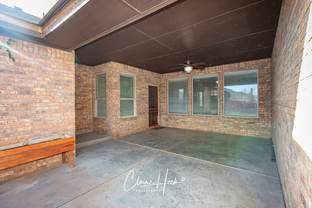 view of patio / terrace with a ceiling fan