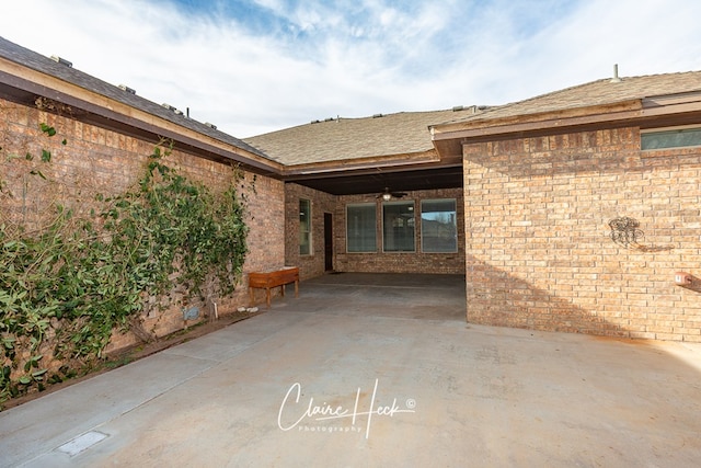 view of patio / terrace with ceiling fan