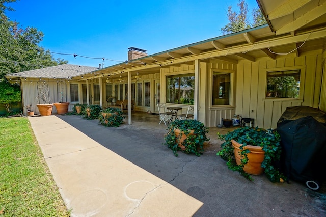 back of house with a patio area