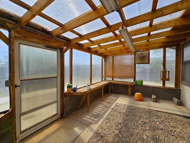 6101 Fm 715, Midland, TX 79706 - unfurnished sunroom featuring a water view and a skylight