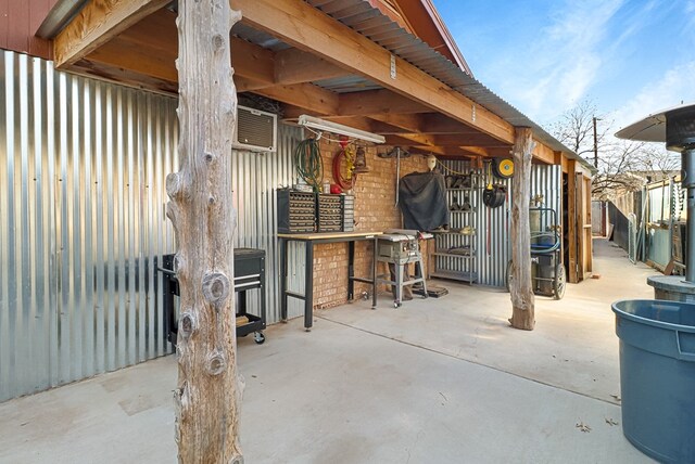 view of patio featuring an exterior structure