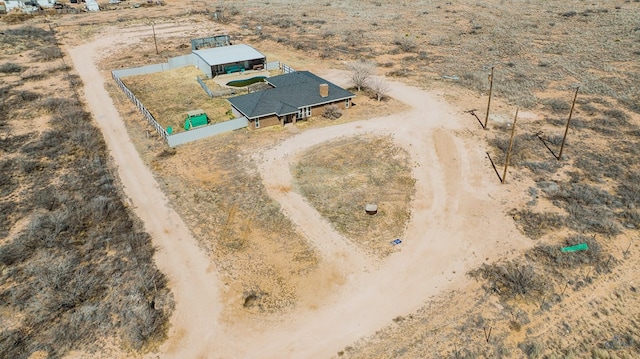 bird's eye view featuring a desert view