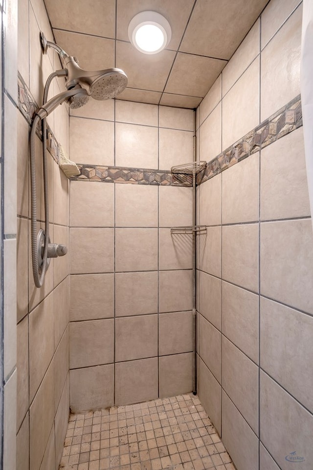 bathroom featuring a tile shower