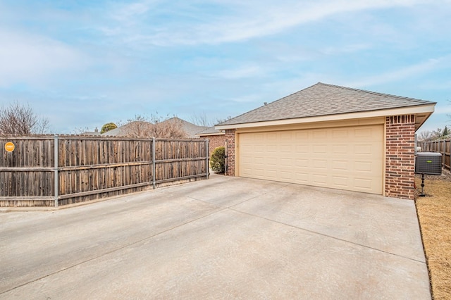 garage featuring central AC unit