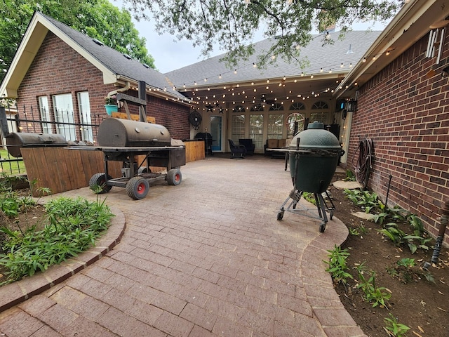 view of patio with a grill