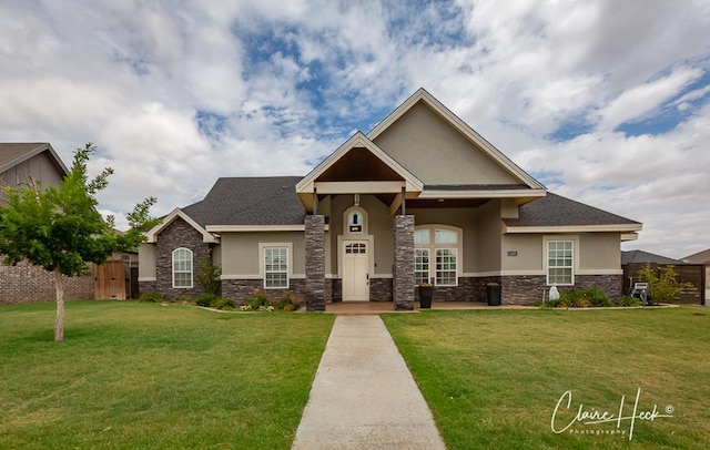 5300 Balfour Ct, Midland, TX 79707 - craftsman inspired home featuring stucco siding, stone siding, and a front yard