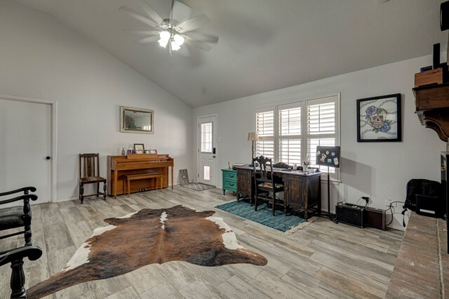 4003 Angelina Dr, Midland, TX 79705 - office space with a ceiling fan, vaulted ceiling, and wood finished floors