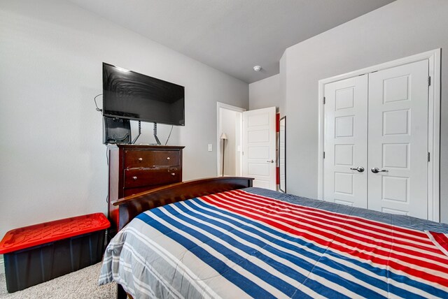 bedroom with a closet and carpet flooring