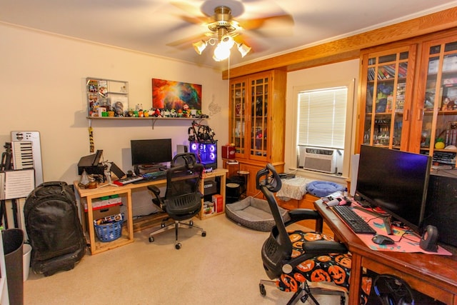 4610 Wasson Rd, Big Spring, TX 79720 - office with carpet floors, a ceiling fan, and crown molding