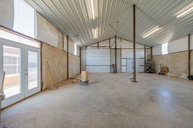 garage with french doors