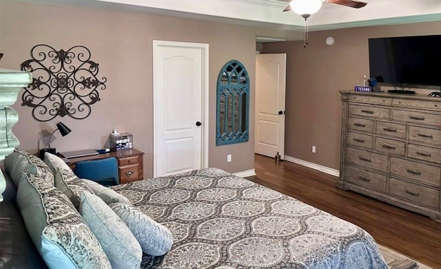 3113 San Pedro Dr, Odessa, TX 79765 - bedroom with wood finished floors, baseboards, and ceiling fan