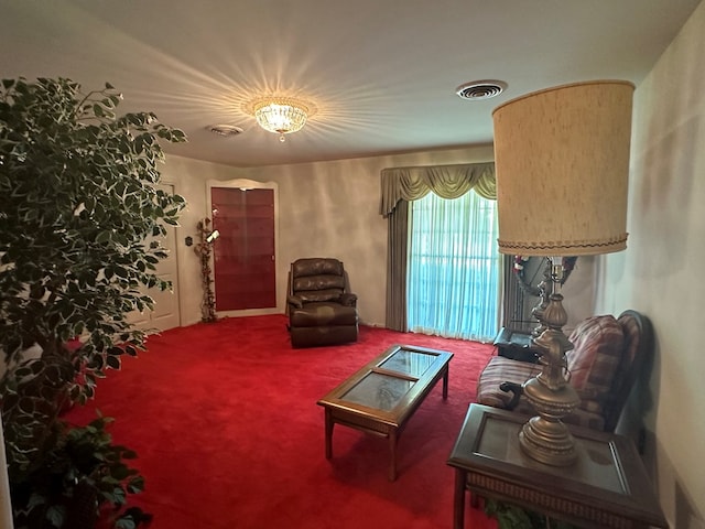 living room with carpet flooring