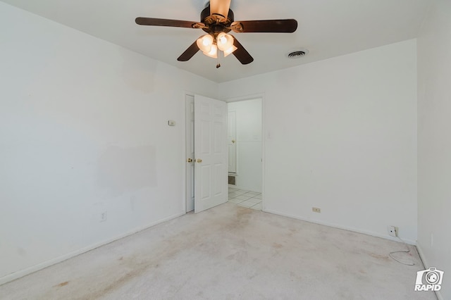404 E Dormard Ave, Midland, TX 79705 - empty room featuring light colored carpet, a ceiling fan, baseboards, and visible vents