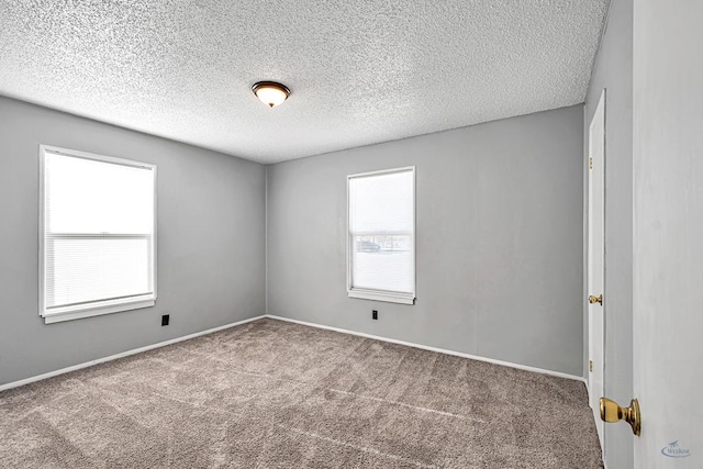 spare room with a textured ceiling and carpet floors