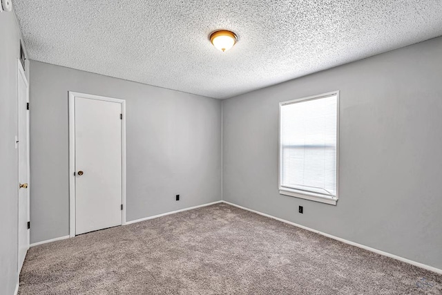 unfurnished room with carpet floors and a textured ceiling