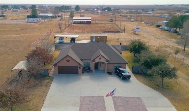 drone / aerial view with a rural view