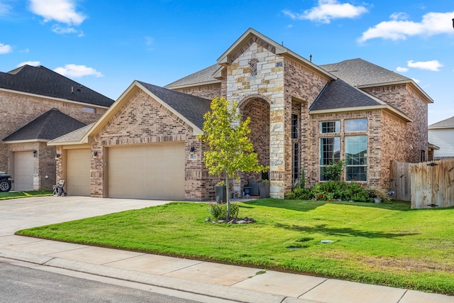 8421 E County Rd 115, Midland, TX 79706 - french country style house with brick siding, a garage, roof with shingles, and driveway