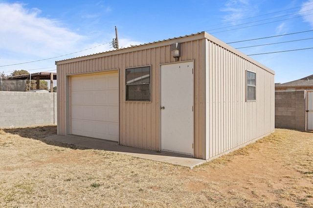 view of outdoor structure featuring a garage