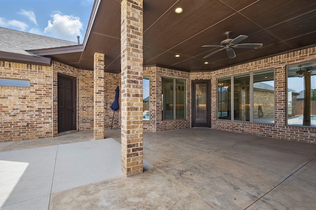 view of patio with ceiling fan