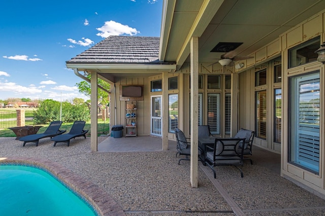 view of patio / terrace featuring an outdoor pool