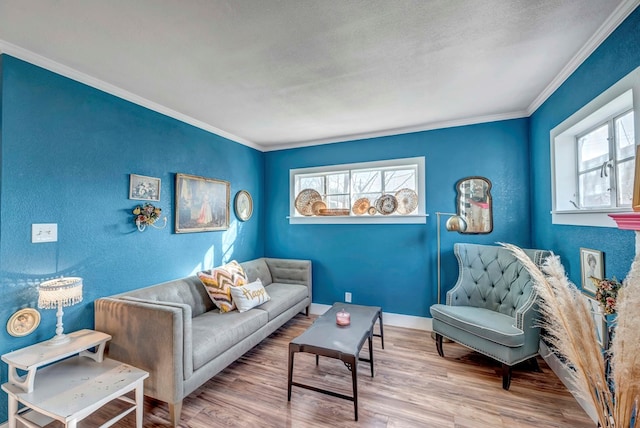 611 Storey Ave, Midland, TX 79703 - living room featuring wood finished floors, crown molding, and baseboards