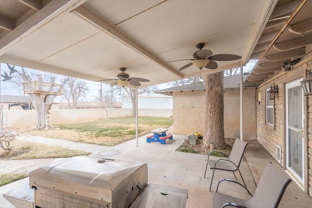 view of patio / terrace with ceiling fan