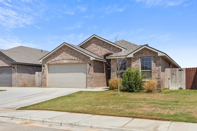 7104 Mcpherson Ln, Midland, TX 79706 - view of front of house featuring brick siding, an attached garage, concrete driveway, and roof with shingles